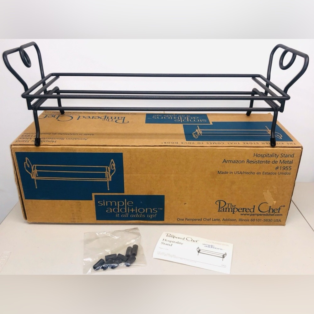 Pampered Chef Simple Additions Hospitality Stand. Black Metal (#1955) USA Made.
